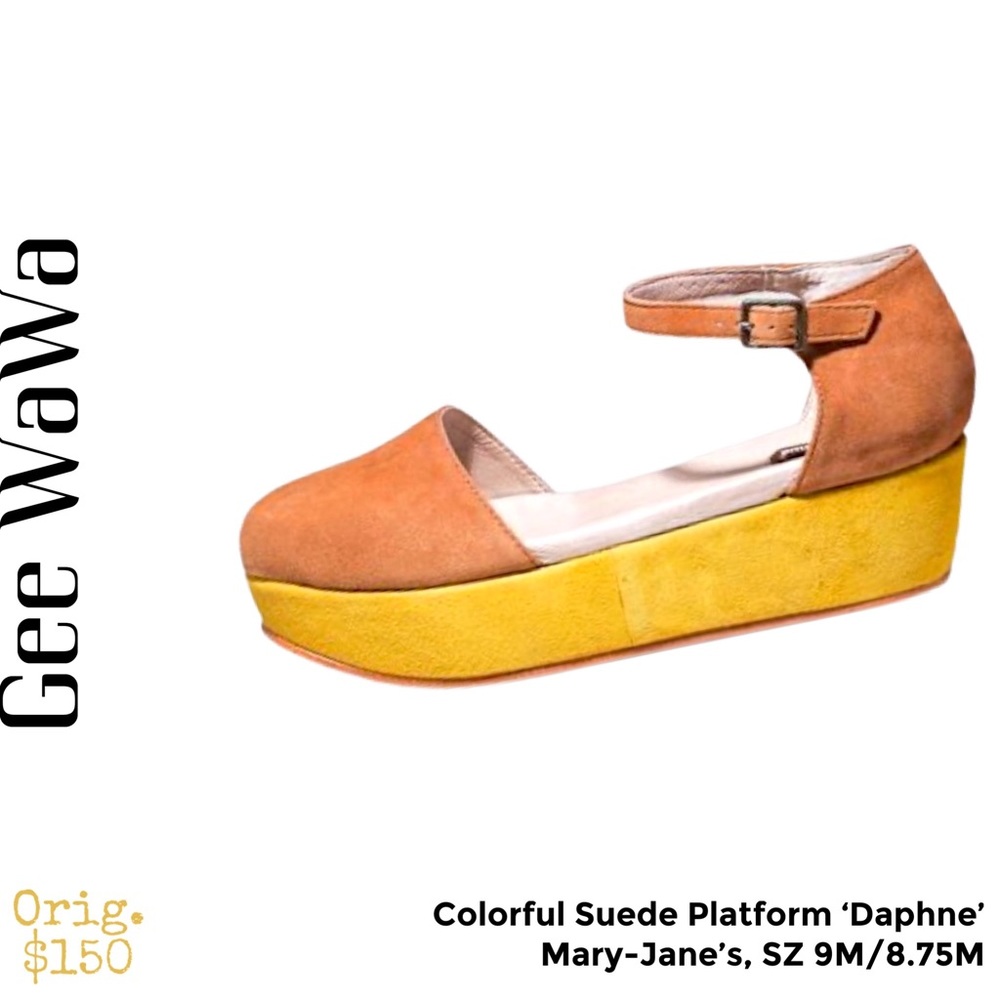 EUC Gee Walla Golden Suede Buckle Espadrilles- Rare🌝🌻